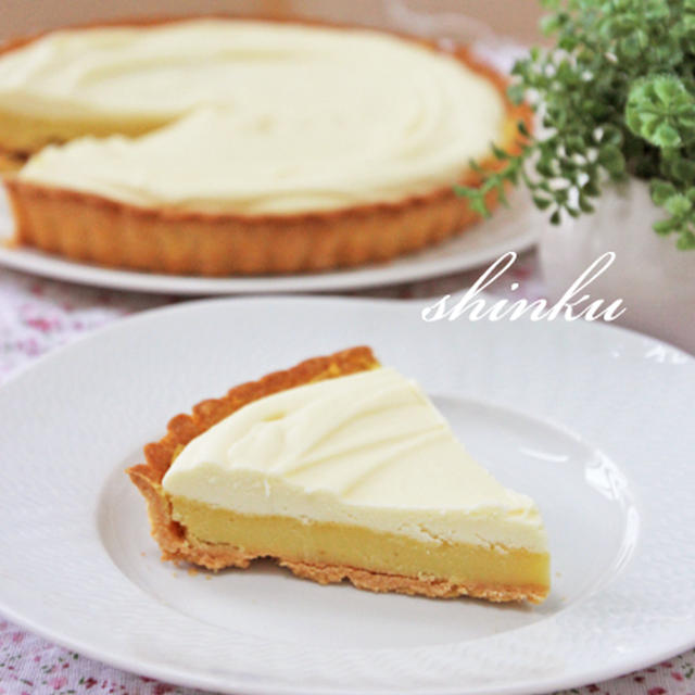ホワイトチョコとスイートポテトのタルト。小倉山荘カフェ。