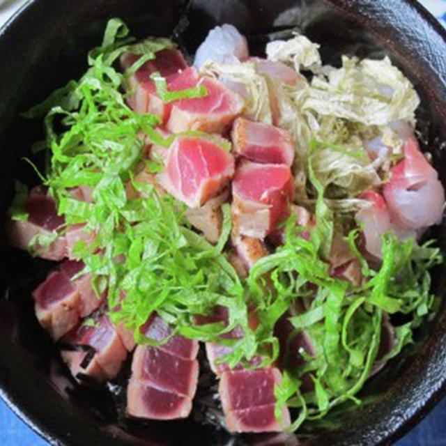 鯛の翁和えと鮪の漬け丼