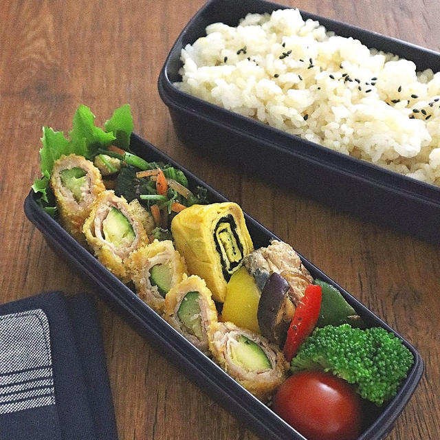 ズッキーニの豚巻きフライ弁当♪