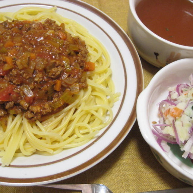 昨日の夕飯(11/30)：ミートスパゲティ他