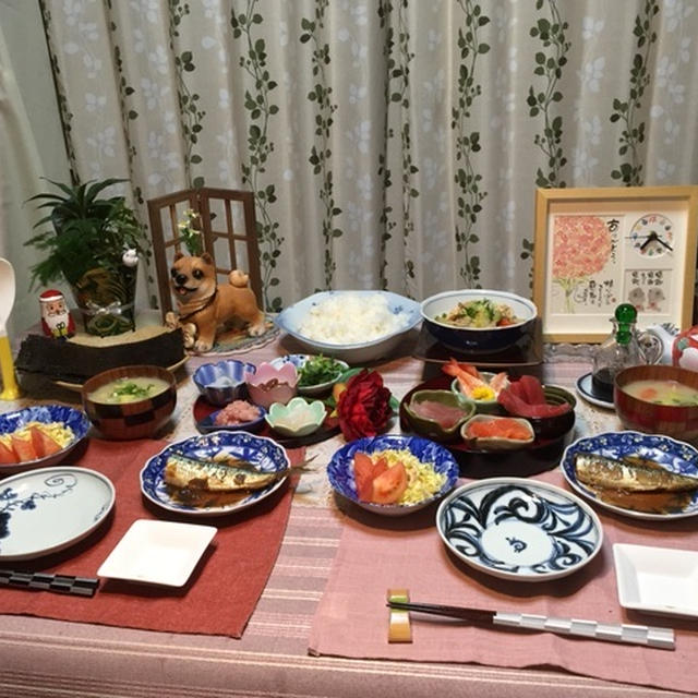 手巻き寿司といわしの梅煮