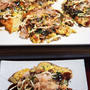 ■ランチ【野菜と卵多めのお好み焼き】一度に５個を纏めてプレートで焼いてしまった！！（笑）