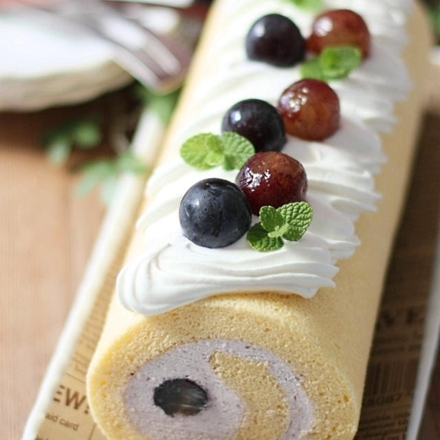 ぶどうのチーズクリームロールケーキ By れっさーぱんださん レシピブログ 料理ブログのレシピ満載