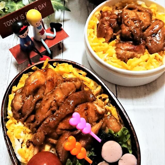【息子弁当】色々あるよね・・・時間は止まらないし・・・【チキン照焼き弁当】と２個弁。