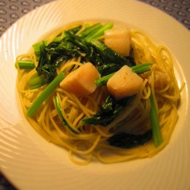 小松菜とホタテのペペロンチーノ風 By Keiさん レシピブログ 料理ブログのレシピ満載