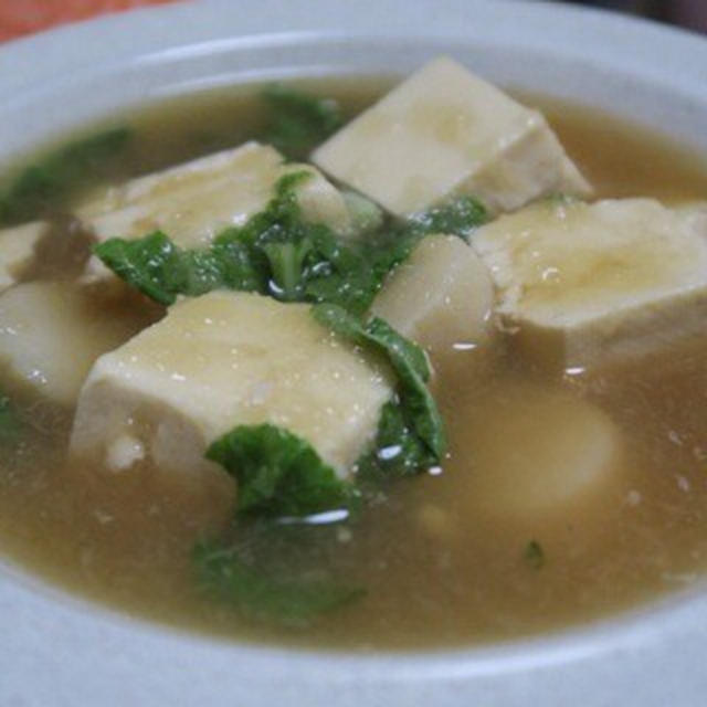 追いがつおつゆで簡単『もめん豆腐とホタテのみぞれ煮』