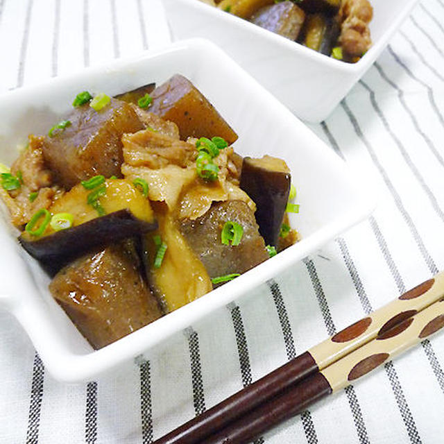 コンニャクと茄子のピリカラ豆板醤煮♪