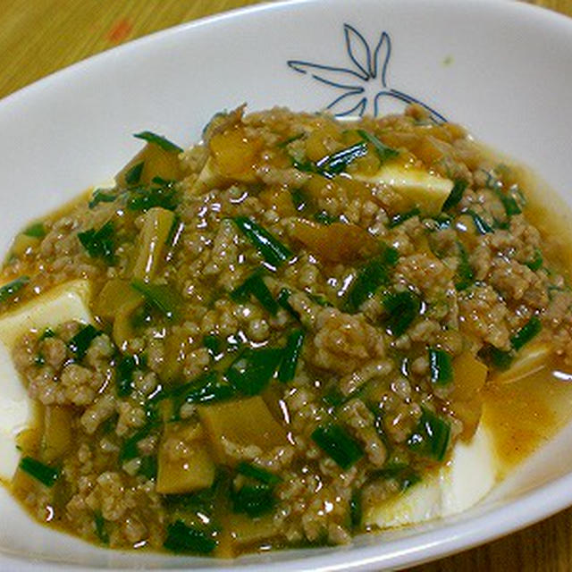 おぼろ豆腐の中華風肉味噌あん！