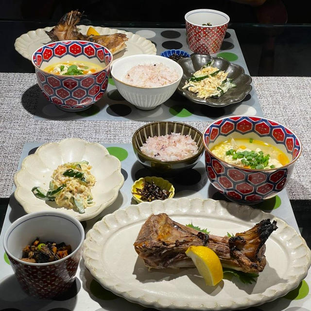 鰤カマ塩焼きの献立
