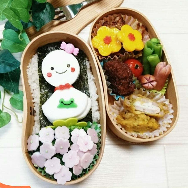 海苔弁でてるてる坊主と紫陽花の梅雨弁当【わっぱ弁当】