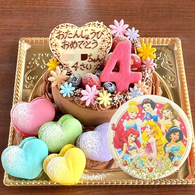 ディズニープリンセス集合イラストで、夢のお姫さまケーキ♡