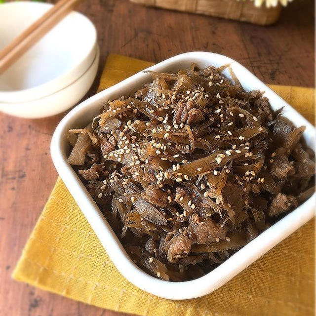 しっかり味付け♪ささがきゴボウと牛こま肉のしぐれ煮