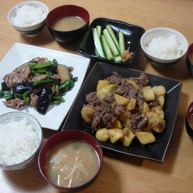 昨夜は豚小間と茄子とピーマンのコチジャン炒めなど～それと外食！