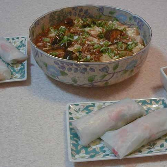麻婆豆腐＆茄子・生春巻き