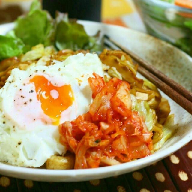 タケノコ入り焼きそば＊キムチのせ