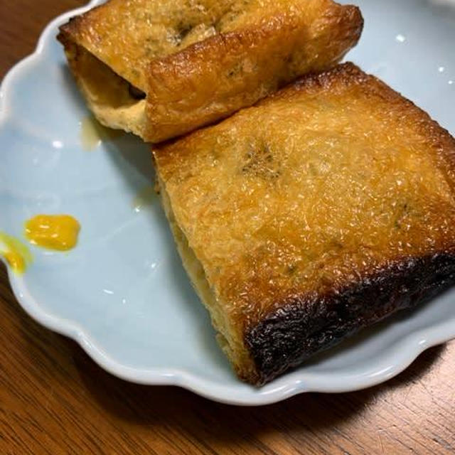 美味しい油揚げで、納豆焼き