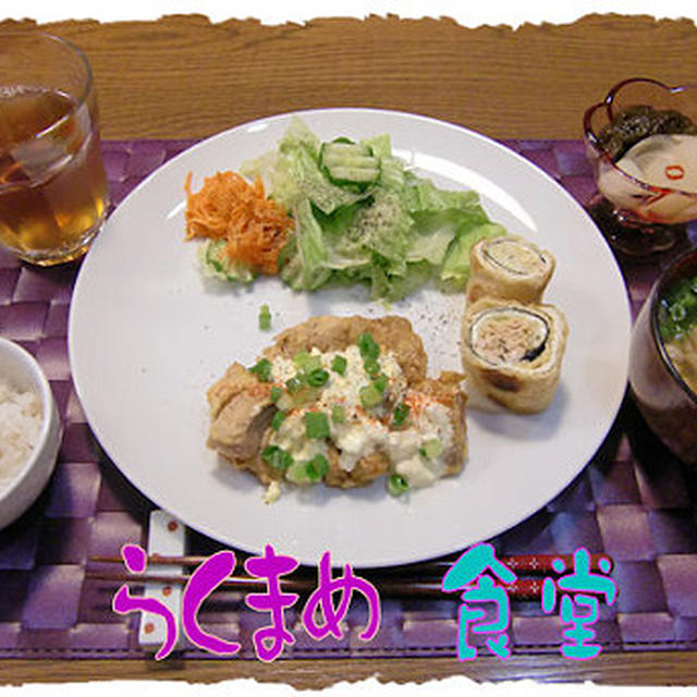 オーブンで焼く簡単！「チキン南蛮」の定食♪