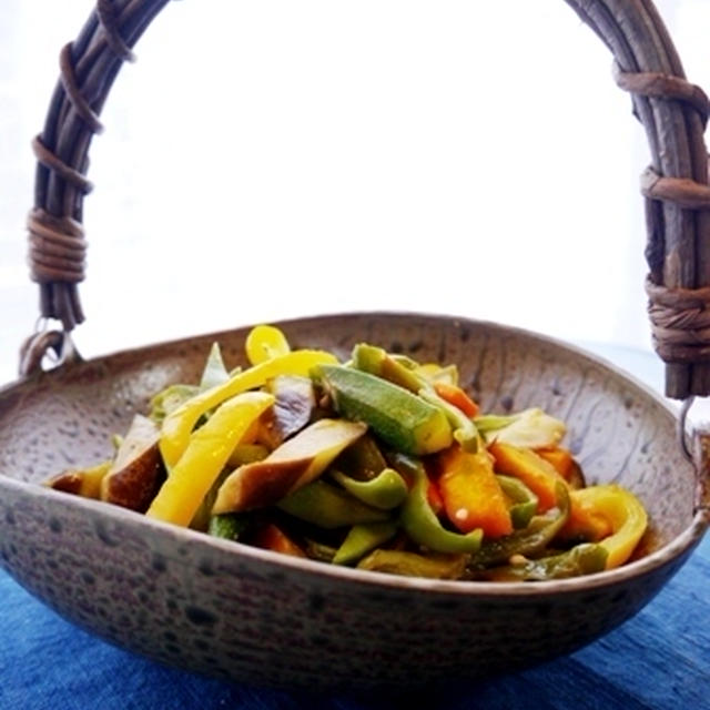 夏の彩り野菜味噌炒めと晩ごはん