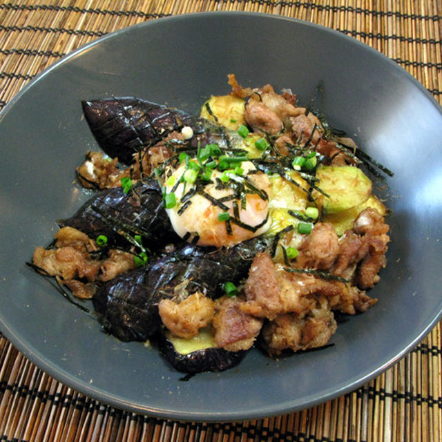 ■ナスの揚げ浸し　カリッと豚肉炒め揚げ