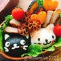 【キャラ弁】黒猫ぶち猫おにぎりとトンカツ弁当
