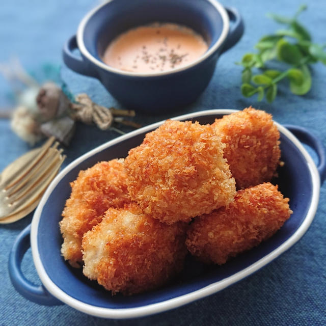 やわらかチキンカツナゲットチーズフォンデュ風（鶏胸肉）（卵、薄力粉不要）