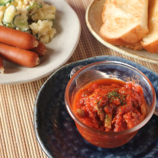 缶詰レシピ❣️鯖とトマト缶で✨ ワインにぴったり鯖トマト煮