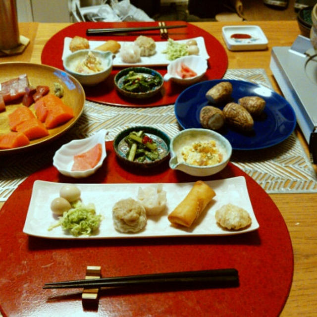 鍋と刺身と衣かつぎとお総菜と　久しぶりのダンナごはん