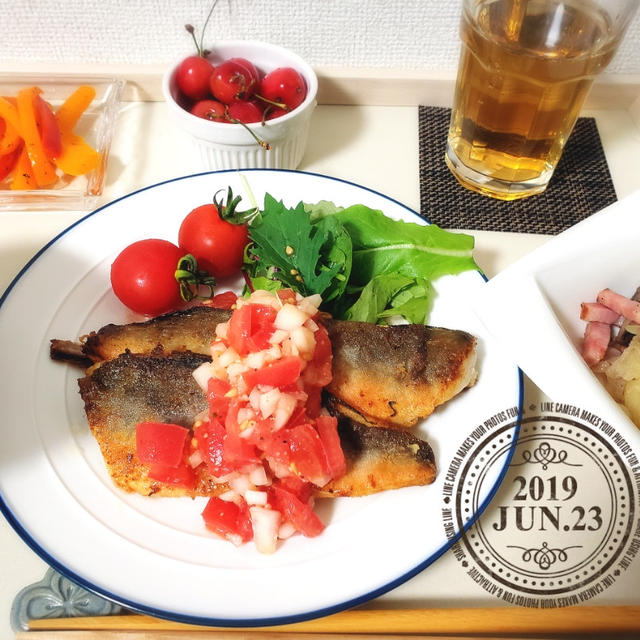 ６月23日献立～ホッケのムニエル(サルサソース)献立～レシピあり