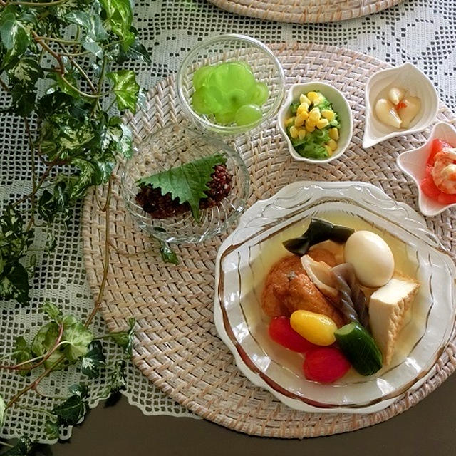 レシピ 夏野菜入り冷やしおでん 貝殻が溢れるテーブル By Bibiすみれさん レシピブログ 料理ブログのレシピ満載