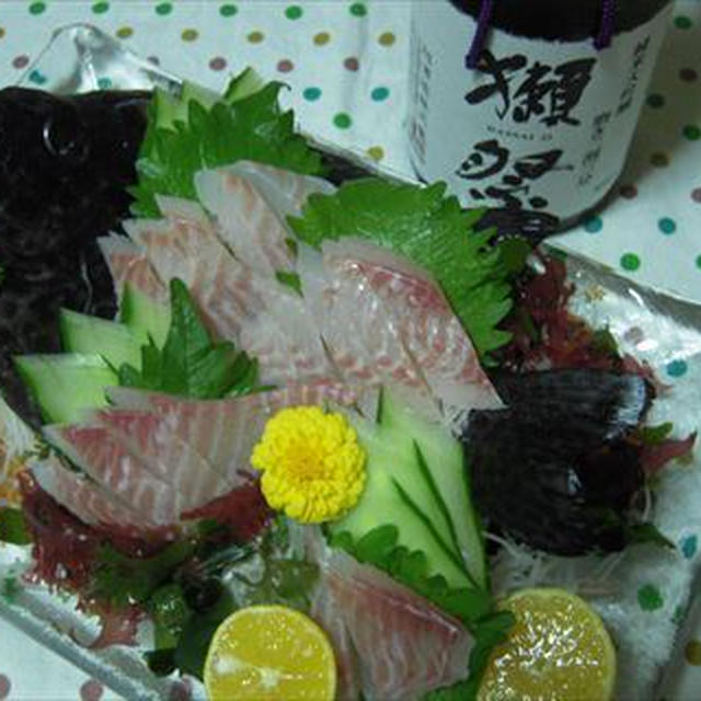 石鯛姿造りと「獺祭」純米大吟醸　磨き二割三分