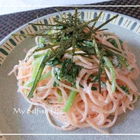 モニター品♬マ・マー早ゆでパスタで＊春菊と明太子のクリームパスタ＊