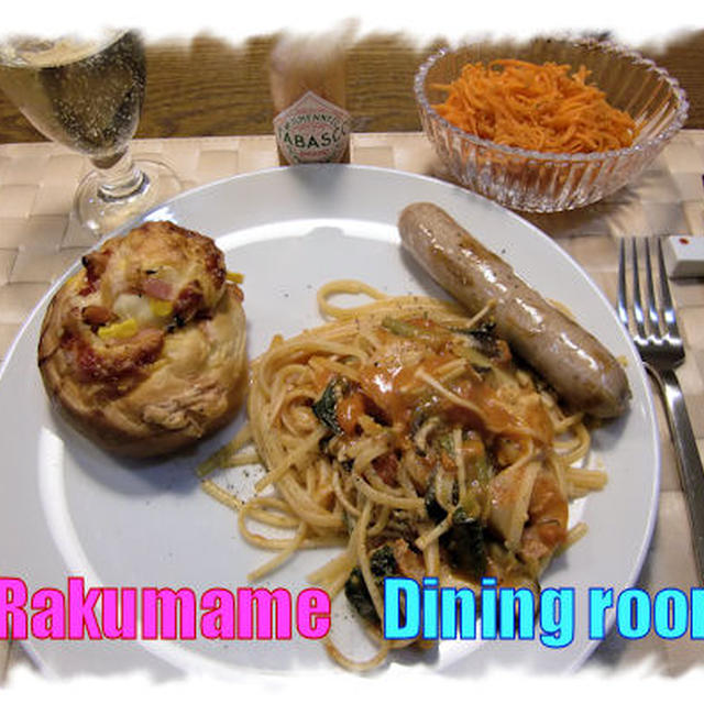 【海老のトマトパスタ】定食♪ワッフル＆ハニーつき