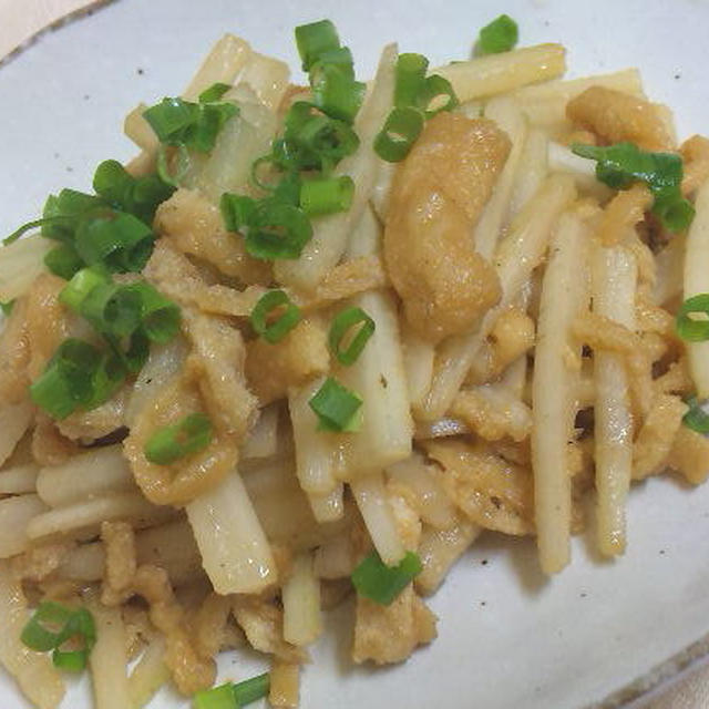 大根の皮と油揚げの味噌炒め