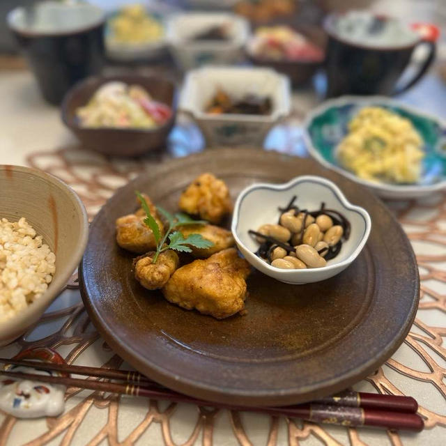 スパイシー✨チキン唐揚げ✨で✨お家ごはん✨