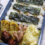中学息子弁当～キャベツと椎茸の黒こしょう卵焼き・ルクエｄｅポテトのマヨチーズオーブン焼き・・