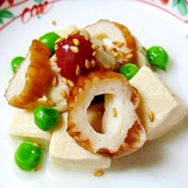 梅肉添え♪春色の高野の炊いたん