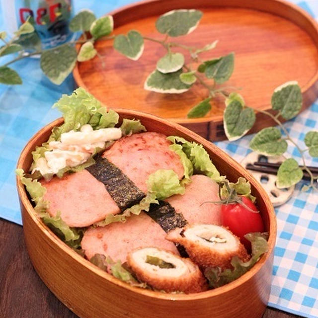 カフェ弁当☆スパムおにぎり弁当