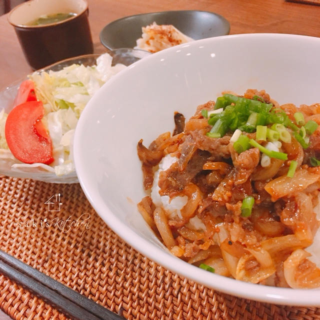 新玉入りプルコギ丼♡本当美味な茄子の煮浸しとおやつ