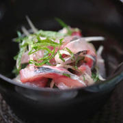 鰺の細造り・・・青紫蘇と新生姜