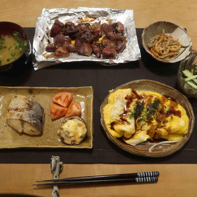 鰆の西京焼ととん平焼の晩ご飯と　清澄白山菊の花♪