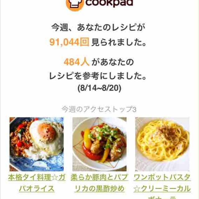 クックパッドさんの週間レポート