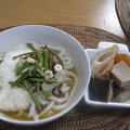 山菜とろろわさびうどんで朝ごはん