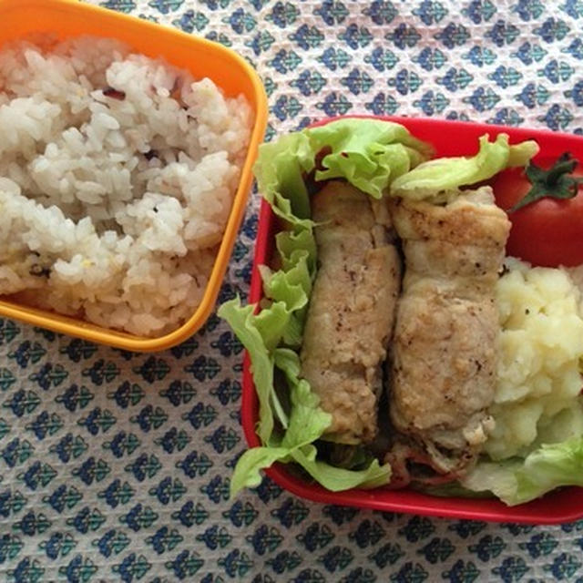 アスパラを肉で巻いてみた弁当