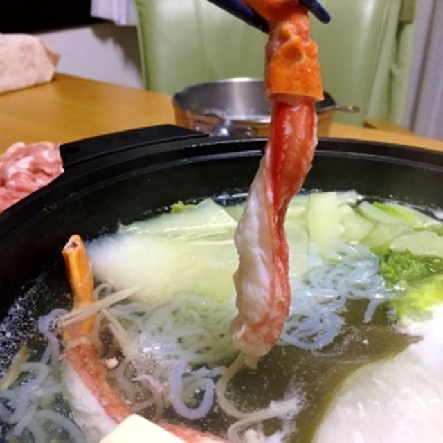 のんちゃんママの送ってくれた蟹しゃぶセットで♪