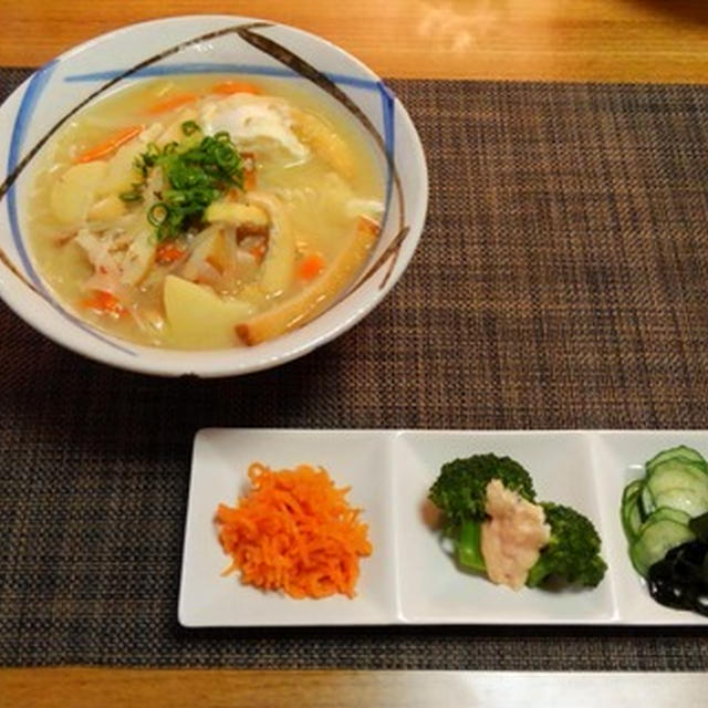 スーパームーンで皆既月食☆落とし玉子入り味噌にゅう麺♪☆♪☆♪