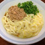 今朝は鶏そぼろで「親子釜揚げうどん」？