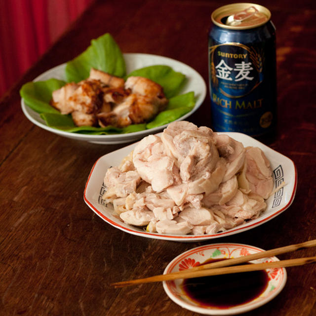 魚の付け焼きと蒸し鶏の富士山盛り♪