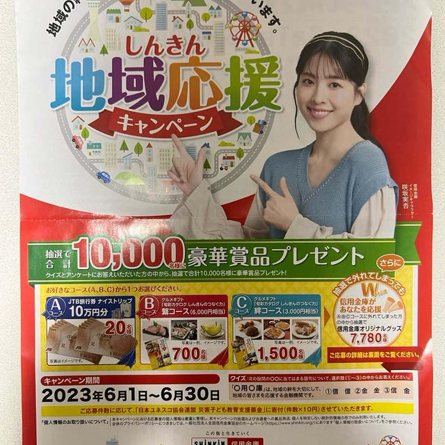 しんきん地域応援キャンペーン　10000名様に旅行券をはじめプレゼントが当たる
