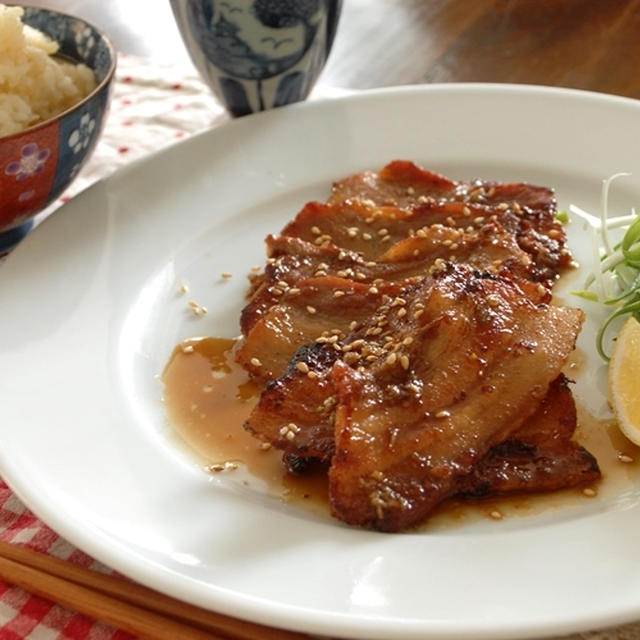 豚バラの柚子胡椒ガーリック照り焼き肉