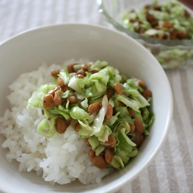 キャベツ納豆丼